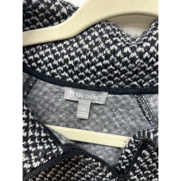 T By Talbots Womens M Black & White Houndstooth Full-Zip Jacket - Picture 5 of 9